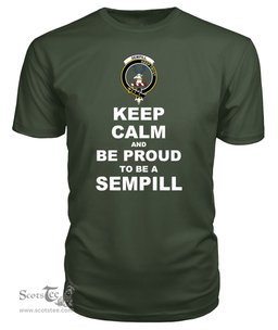 ScotsTee Shop Military Green Tartan T Shirts Scottish Sempill Or Semple Clan Keep Calm and Be Proud To Be a Sempill T Shirt