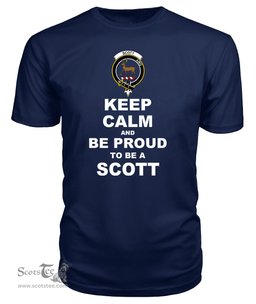 ScotsTee Shop Navy Tartan T Shirts Scottish Scott Clan Keep Calm and Be Proud To Be a Scott T Shirt