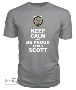 ScotsTee Shop Grey Tartan T Shirts Scottish Scott Clan Keep Calm and Be Proud To Be a Scott T Shirt