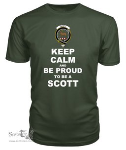 ScotsTee Shop Military Green Tartan T Shirts Scottish Scott Clan Keep Calm and Be Proud To Be a Scott T Shirt