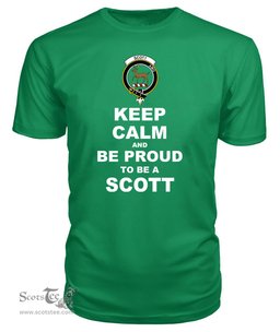 ScotsTee Shop Irish Green Tartan T Shirts Scottish Scott Clan Keep Calm and Be Proud To Be a Scott T Shirt