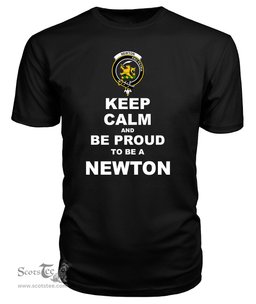 ScotsTee Shop Black Tartan T Shirts Scottish Newton Clan Keep Calm and Be Proud To Be a Newton T Shirt