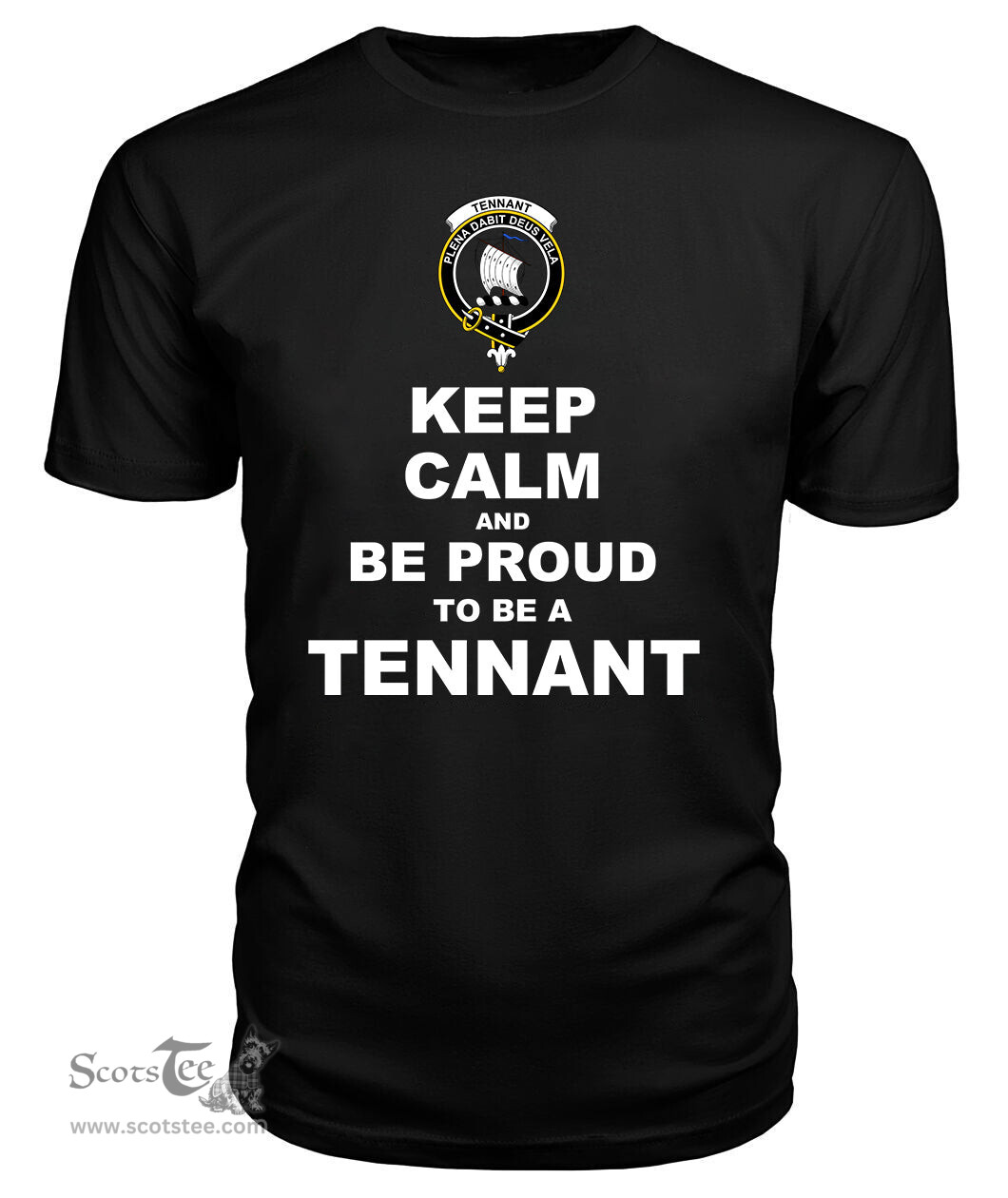 ScotsTee Shop Black Tartan T Shirts Scottish Tennant Clan Keep Calm and Be Proud To Be a Tennant T Shirt