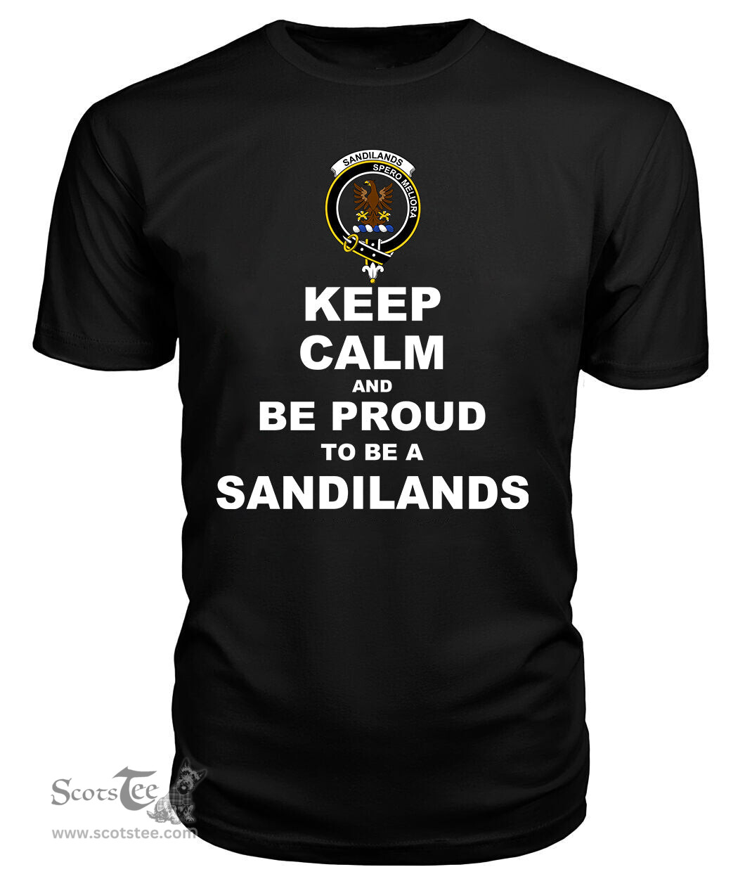 ScotsTee Shop Black Tartan T Shirts Scottish Sandilands Clan Keep Calm and Be Proud To Be a Sandilands T Shirt