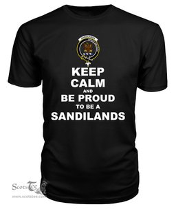 ScotsTee Shop Black Tartan T Shirts Scottish Sandilands Clan Keep Calm and Be Proud To Be a Sandilands T Shirt