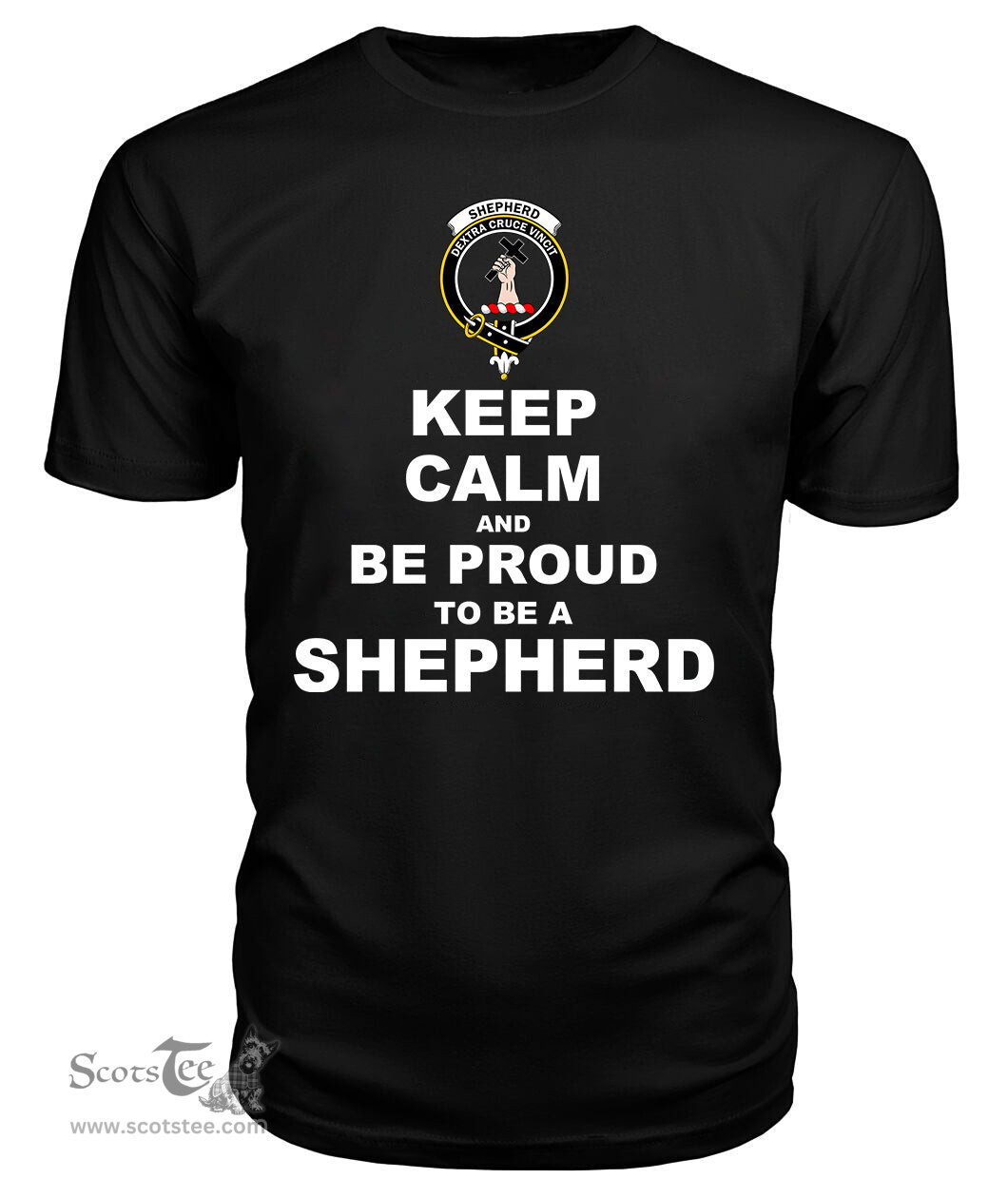 ScotsTee Shop Black Tartan T Shirts Scottish Shepherd Clan Keep Calm and Be Proud To Be a Shepherd T Shirt