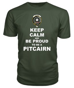 ScotsTee Shop Military Green Tartan T Shirts Scottish Pitcairn Clan Keep Calm and Be Proud To Be a Pitcairn T Shirt