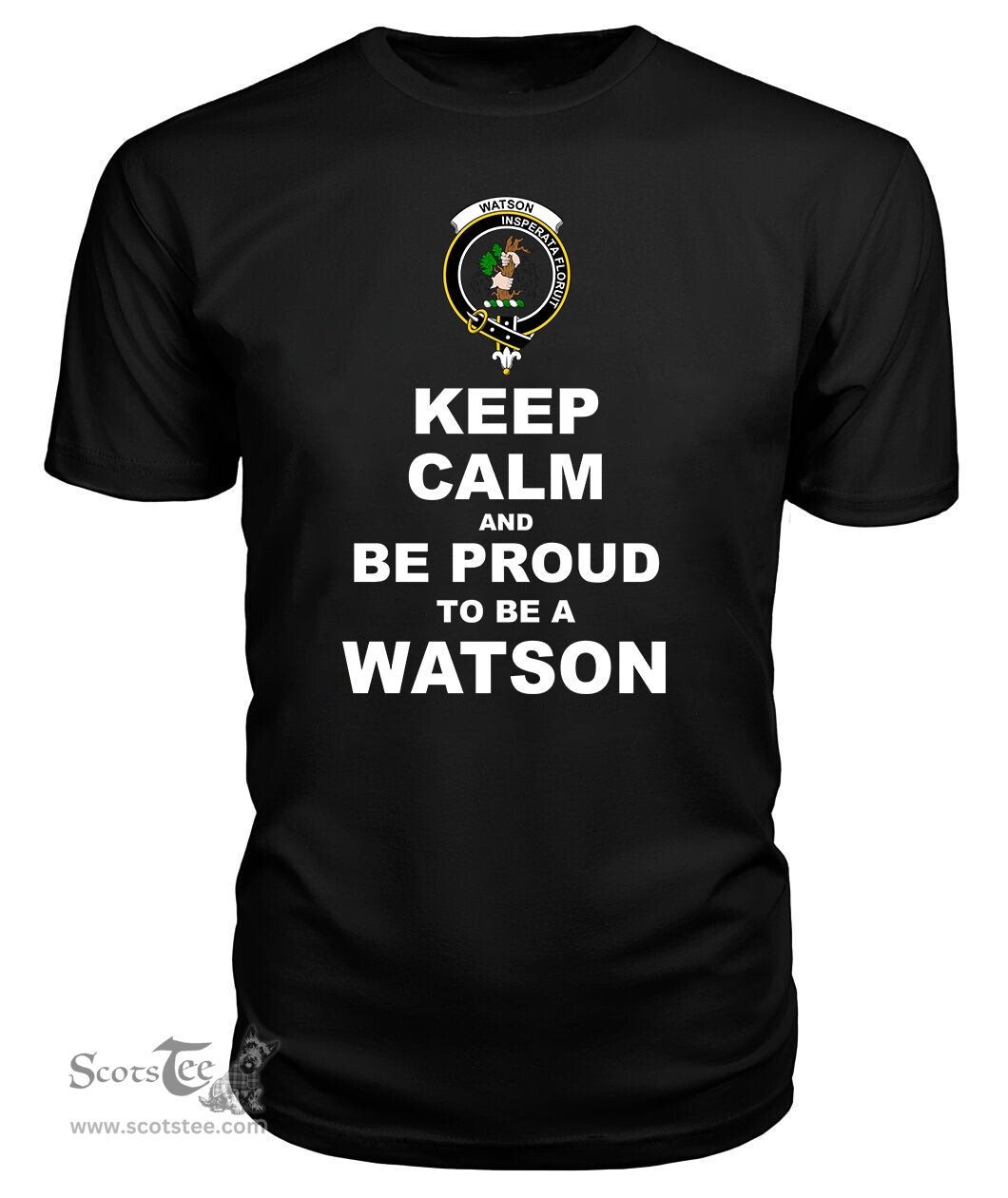 ScotsTee Shop Black Tartan T Shirts Scottish Watson Clan Keep Calm and Be Proud To Be a Watson T Shirt
