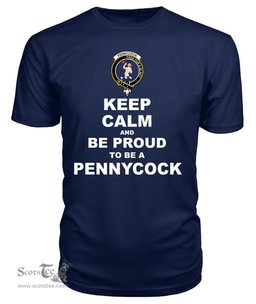 ScotsTee Shop Navy Tartan T Shirts Scottish Pennycook Clan Keep Calm and Be Proud To Be a Pennycook T Shirt