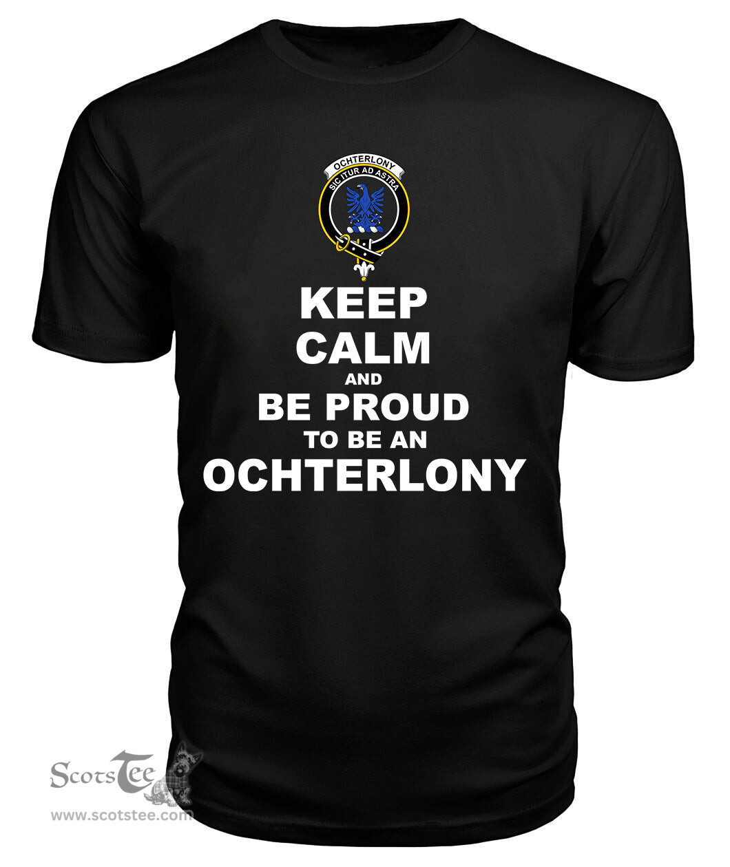 ScotsTee Shop Black Tartan T Shirts Scottish Ochterlony Clan Keep Calm and Be Proud To Be an Ochterlony T Shirt