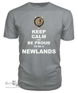 ScotsTee Shop Grey Tartan T Shirts Scottish Newlands Clan Keep Calm and Be Proud To Be a Newlands T Shirt