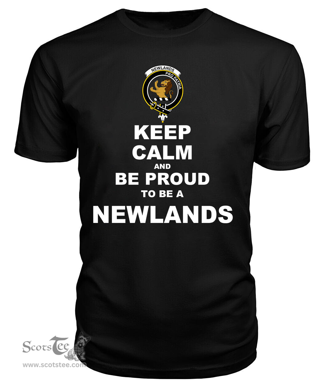 ScotsTee Shop Black Tartan T Shirts Scottish Newlands Clan Keep Calm and Be Proud To Be a Newlands T Shirt