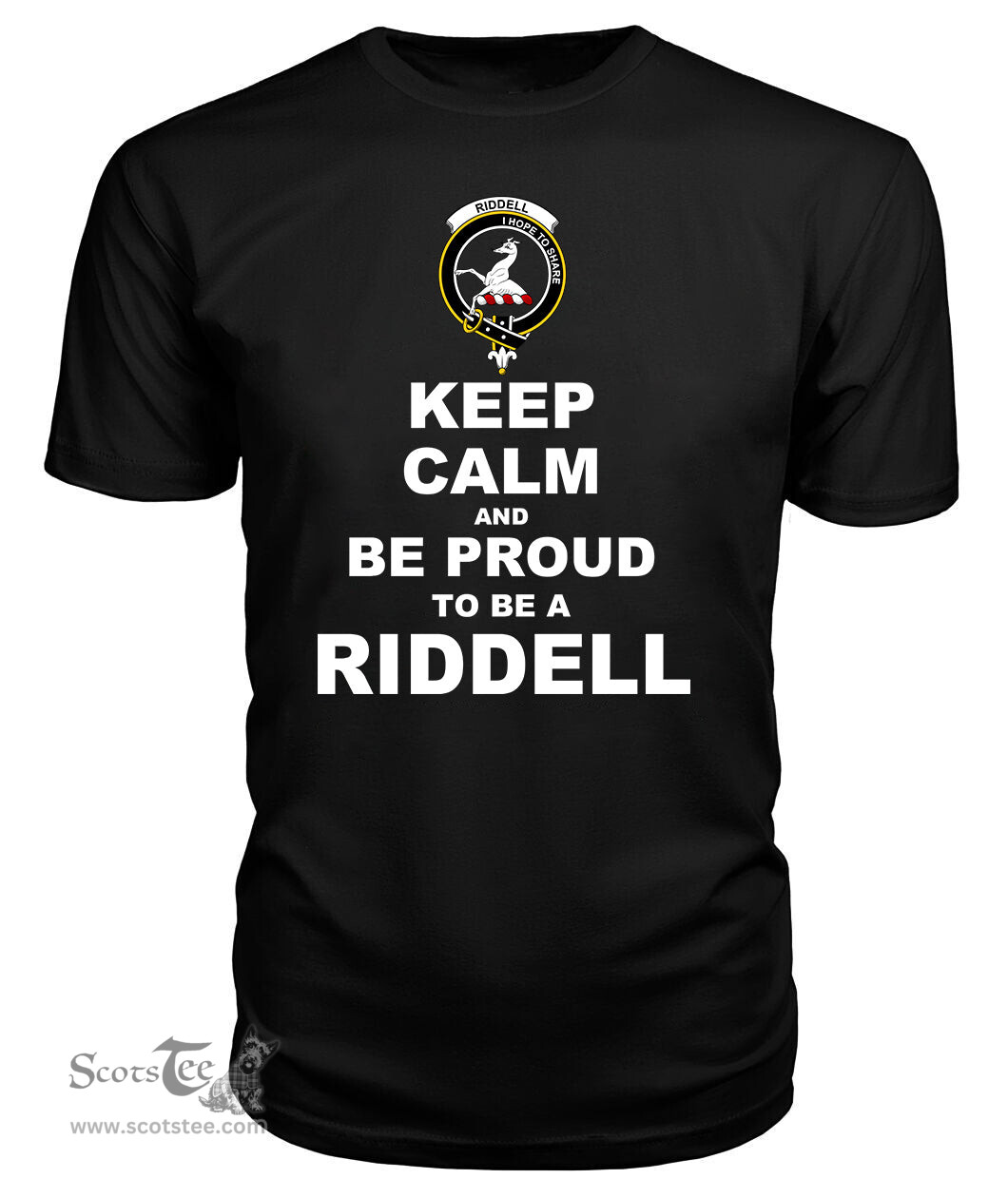 ScotsTee Shop Black Tartan T Shirts Scottish Riddell Clan Keep Calm and Be Proud To Be a Riddell T Shirt