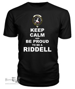 ScotsTee Shop Black Tartan T Shirts Scottish Riddell Clan Keep Calm and Be Proud To Be a Riddell T Shirt