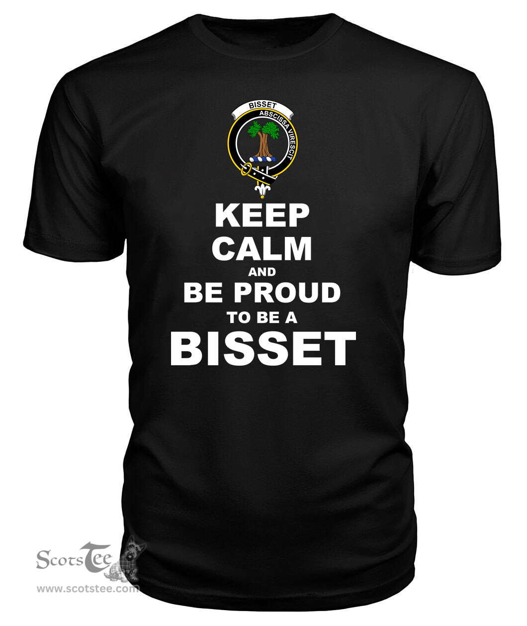 ScotsTee Shop Black Tartan T Shirts Scottish Bisset Clan Keep Calm and Be Proud To Be a Bisset T Shirt