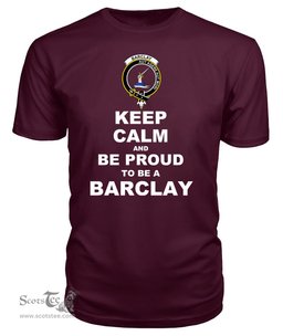 ScotsTee Shop Maroon Tartan T Shirts Scottish Barclay Clan Keep Calm and Be Proud To Be a Barclay T Shirt