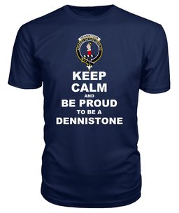 ScotsTee Shop Navy Tartan T Shirts Scottish Dennistoun Clan Keep Calm and Be Proud To Be a Dennistoun T Shirt