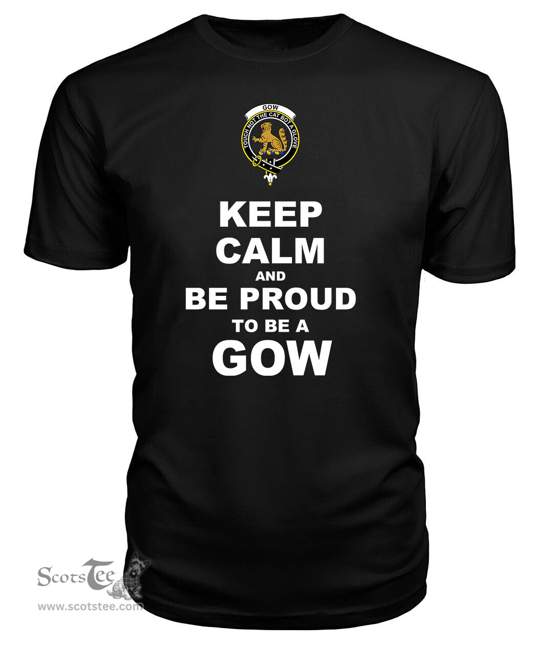 ScotsTee Shop Black Tartan T Shirts Scottish Gow Mcgouan Clan Keep Calm and Be Proud To Be a Gow Mcgouan T Shirt