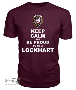 ScotsTee Shop Maroon Tartan T Shirts Scottish Lockhart Clan Keep Calm and Be Proud To Be a Lockhart T Shirt