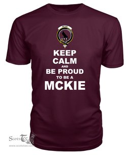 ScotsTee Shop Maroon Tartan T Shirts Scottish Mckie Clan Keep Calm and Be Proud To Be a Mckie T Shirt