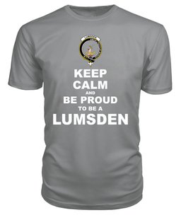 ScotsTee Shop Grey Tartan T Shirts Scottish Lumsden Clan Keep Calm and Be Proud To Be a Lumsden T Shirt