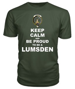 ScotsTee Shop Military Green Tartan T Shirts Scottish Lumsden Clan Keep Calm and Be Proud To Be a Lumsden T Shirt