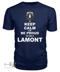 ScotsTee Shop Navy Tartan T Shirts Scottish Lamont Clan Keep Calm and Be Proud To Be a Lamont T Shirt