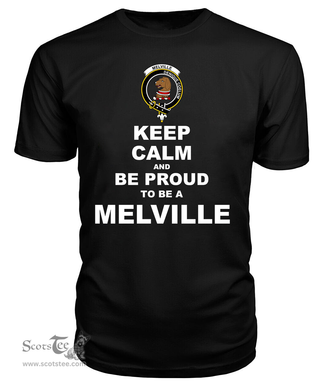 ScotsTee Shop Black Tartan T Shirts Scottish Melville Clan Keep Calm and Be Proud To Be a Melville T Shirt