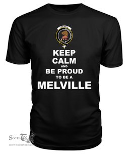 ScotsTee Shop Black Tartan T Shirts Scottish Melville Clan Keep Calm and Be Proud To Be a Melville T Shirt