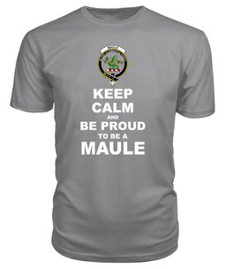 ScotsTee Shop Grey Tartan T Shirts Scottish Maule Clan Keep Calm and Be Proud To Be a Maule T Shirt