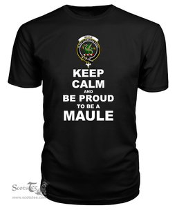 ScotsTee Shop Black Tartan T Shirts Scottish Maule Clan Keep Calm and Be Proud To Be a Maule T Shirt