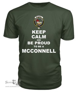 ScotsTee Shop Military Green Tartan T Shirts Scottish Mcconnell Clan Keep Calm and Be Proud To Be a Mcconnell T Shirt