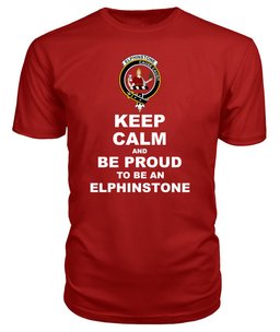 ScotsTee Shop Red Tartan T Shirts Scottish Elphinstone Clan Keep Calm and Be Proud To Be an Elphinstone T Shirt