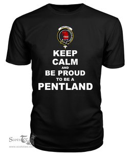ScotsTee Shop Black Tartan T Shirts Scottish Pentland Clan Keep Calm and Be Proud To Be a Pentland T Shirt