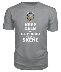 ScotsTee Shop Grey Tartan T Shirts Scottish Skene Clan Keep Calm and Be Proud To Be a Skene T Shirt