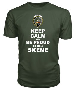 ScotsTee Shop Military Green Tartan T Shirts Scottish Skene Clan Keep Calm and Be Proud To Be a Skene T Shirt