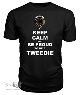 ScotsTee Shop Black Tartan T Shirts Scottish Tweedie Clan Keep Calm and Be Proud To Be a Tweedie T Shirt
