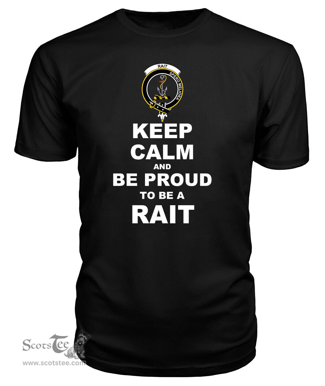 ScotsTee Shop Black Tartan T Shirts Scottish Rait Clan Keep Calm and Be Proud To Be a Rait T Shirt