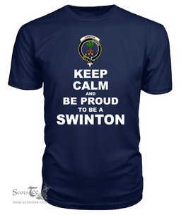 ScotsTee Shop Navy Tartan T Shirts Scottish Swinton Clan Keep Calm and Be Proud To Be a Swinton T Shirt