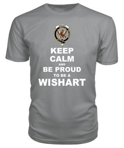 ScotsTee Shop Grey Tartan T Shirts Scottish Wishart Clan Keep Calm and Be Proud To Be a Wishart T Shirt