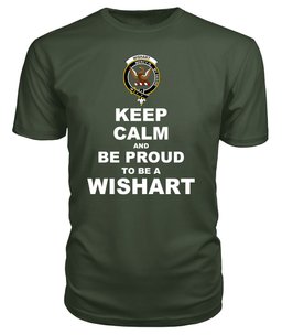 ScotsTee Shop Military Green Tartan T Shirts Scottish Wishart Clan Keep Calm and Be Proud To Be a Wishart T Shirt