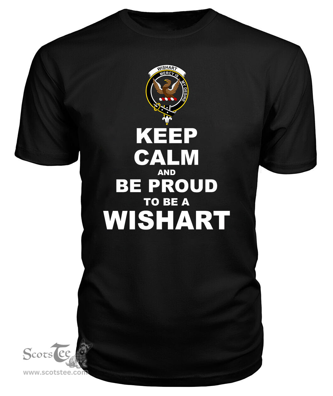 ScotsTee Shop Black Tartan T Shirts Scottish Wishart Clan Keep Calm and Be Proud To Be a Wishart T Shirt