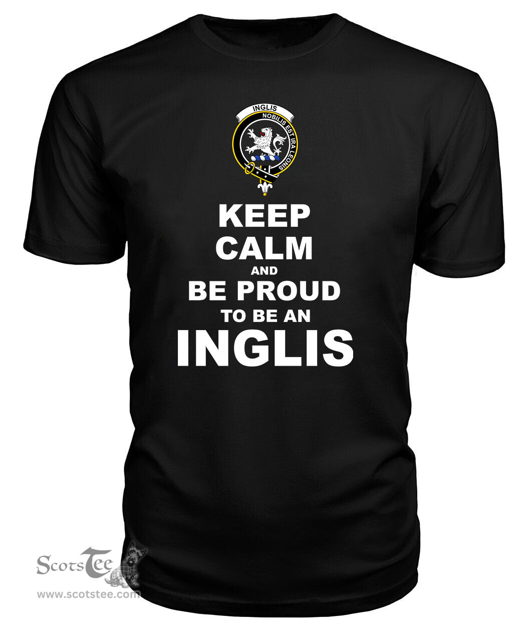 ScotsTee Shop Black Tartan T Shirts Scottish Inglis Clan Keep Calm and Be Proud To Be an Inglis T Shirt