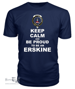 ScotsTee Shop Navy Tartan T Shirts Scottish Erskine Clan Keep Calm and Be Proud To Be an Erskine T Shirt
