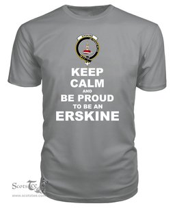ScotsTee Shop Grey Tartan T Shirts Scottish Erskine Clan Keep Calm and Be Proud To Be an Erskine T Shirt