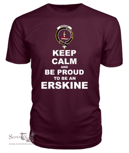 ScotsTee Shop Maroon Tartan T Shirts Scottish Erskine Clan Keep Calm and Be Proud To Be an Erskine T Shirt