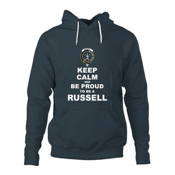 ScotsTee Shop Scottish Russell Clan Keep Calm and Be Proud To Be a Russell Hoodie