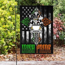 Irish Burton Coat of Arms Irish Pride Garden Flag Irish American Flag ScotsTee Shop