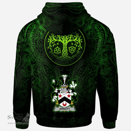 ScotsTee Shop Irish Arnott Coat of Arms Family Crest Ireland Hoodie Green Celtic Dragon Hoodie