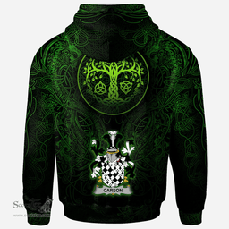 ScotsTee Shop Irish Carson Coat of Arms Family Crest Ireland Hoodie Green Celtic Dragon Hoodie